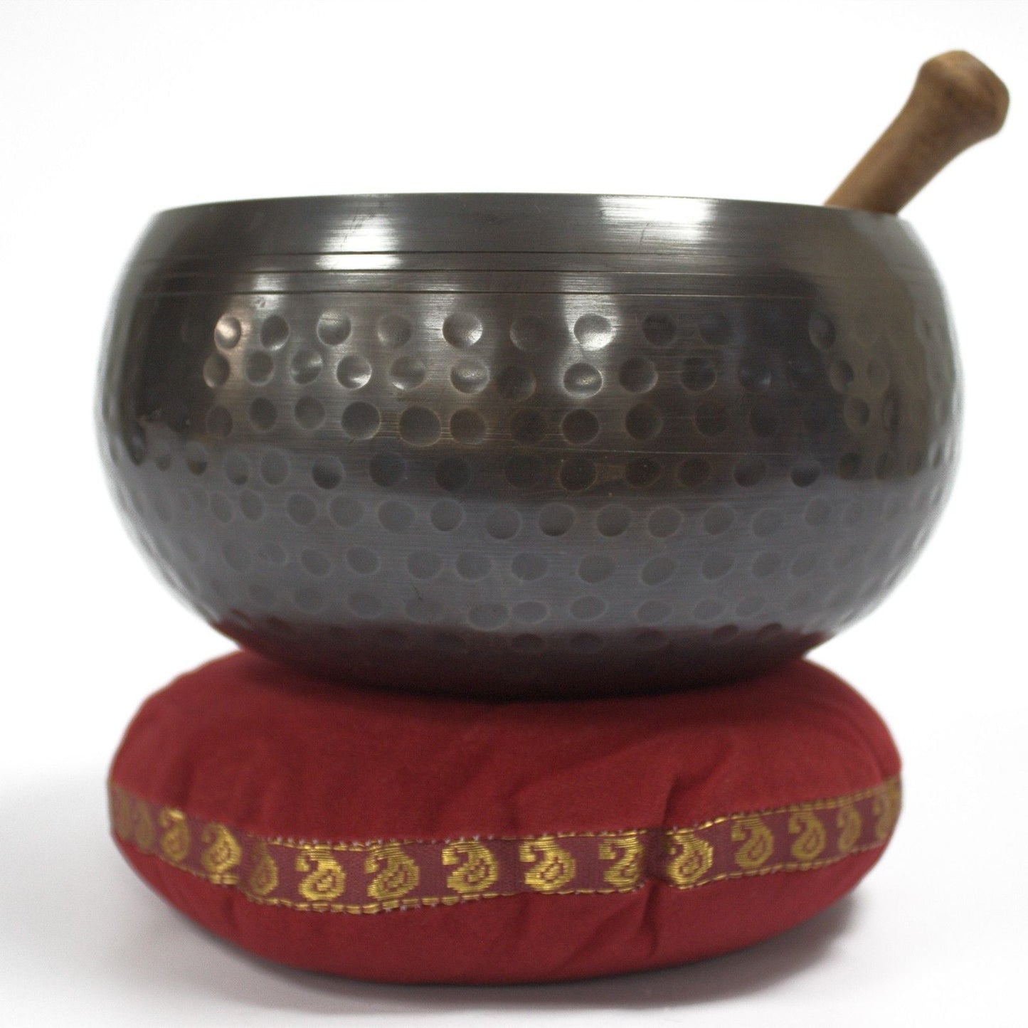 Polished Singing Bowl Velvet Cushion 11Cm 4 featuring natural patterning and unique variations - Positive Faith Hope Love
