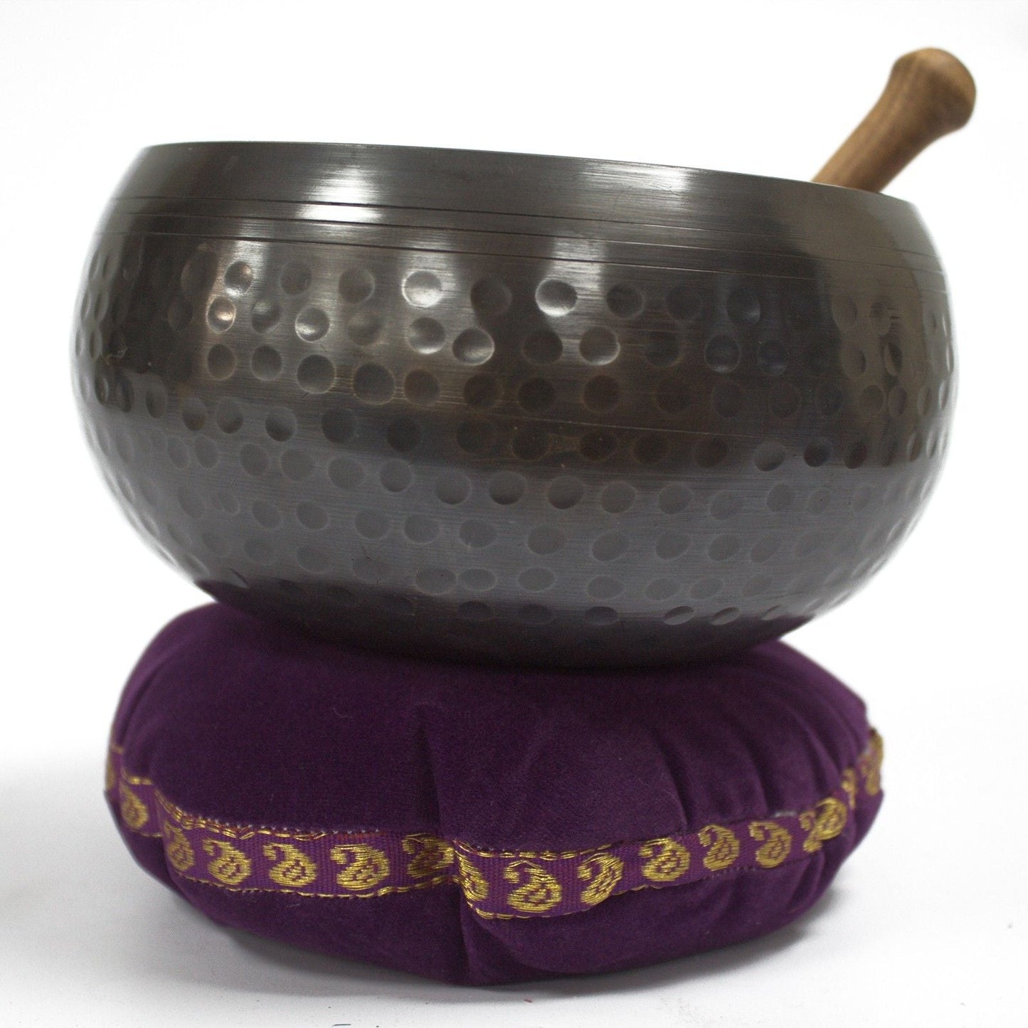 Polished Singing Bowl Velvet Cushion 11Cm 4 featuring natural patterning and unique variations - Positive Faith Hope Love