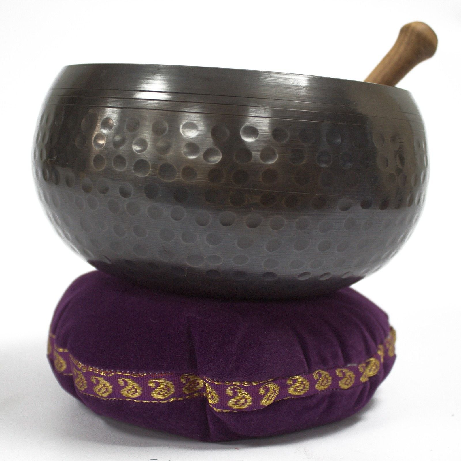 Polished Singing Bowl Velvet Cushion 11Cm 4 featuring natural patterning and unique variations - Positive Faith Hope Love