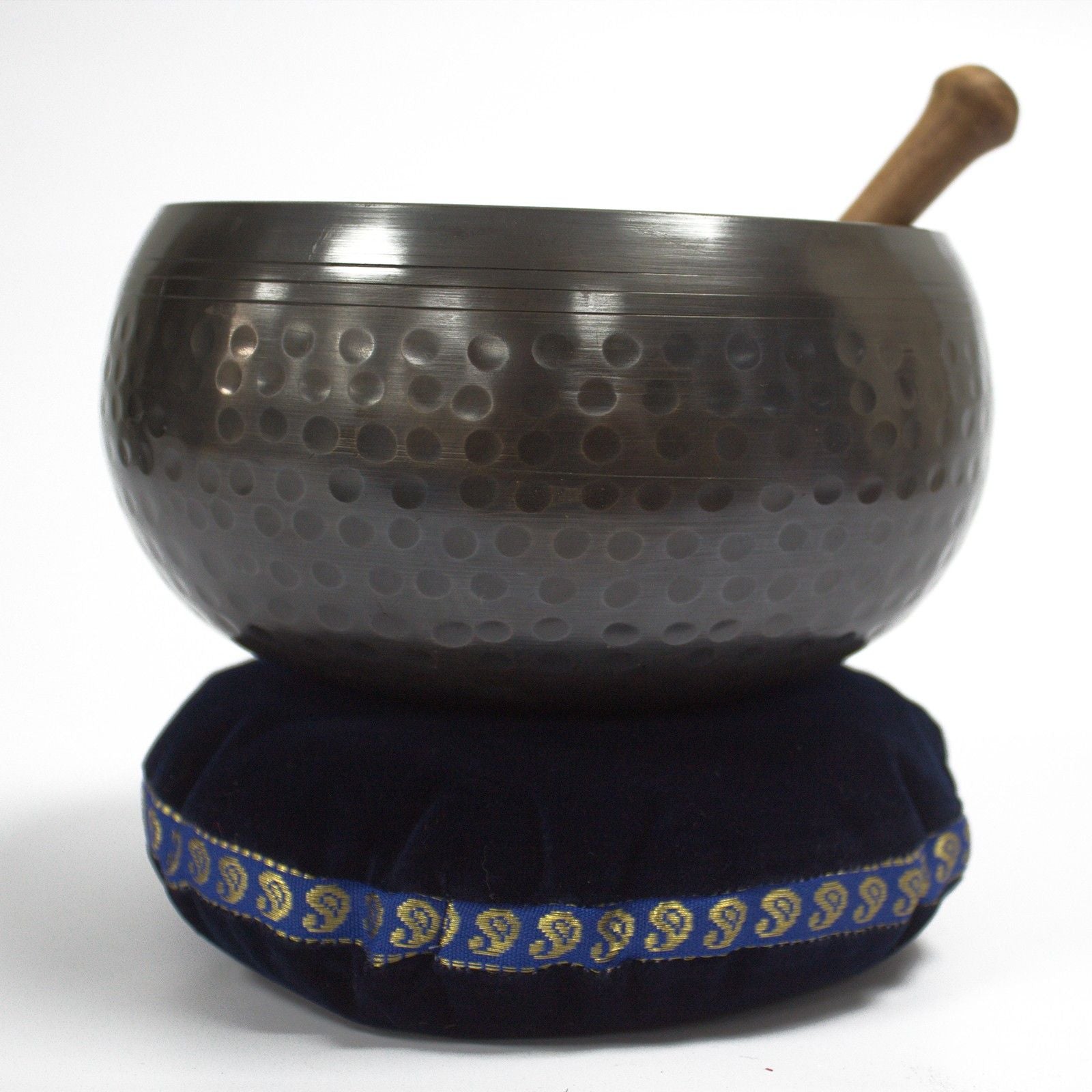 Polished Singing Bowl Velvet Cushion 11Cm 4 featuring natural patterning and unique variations - Positive Faith Hope Love