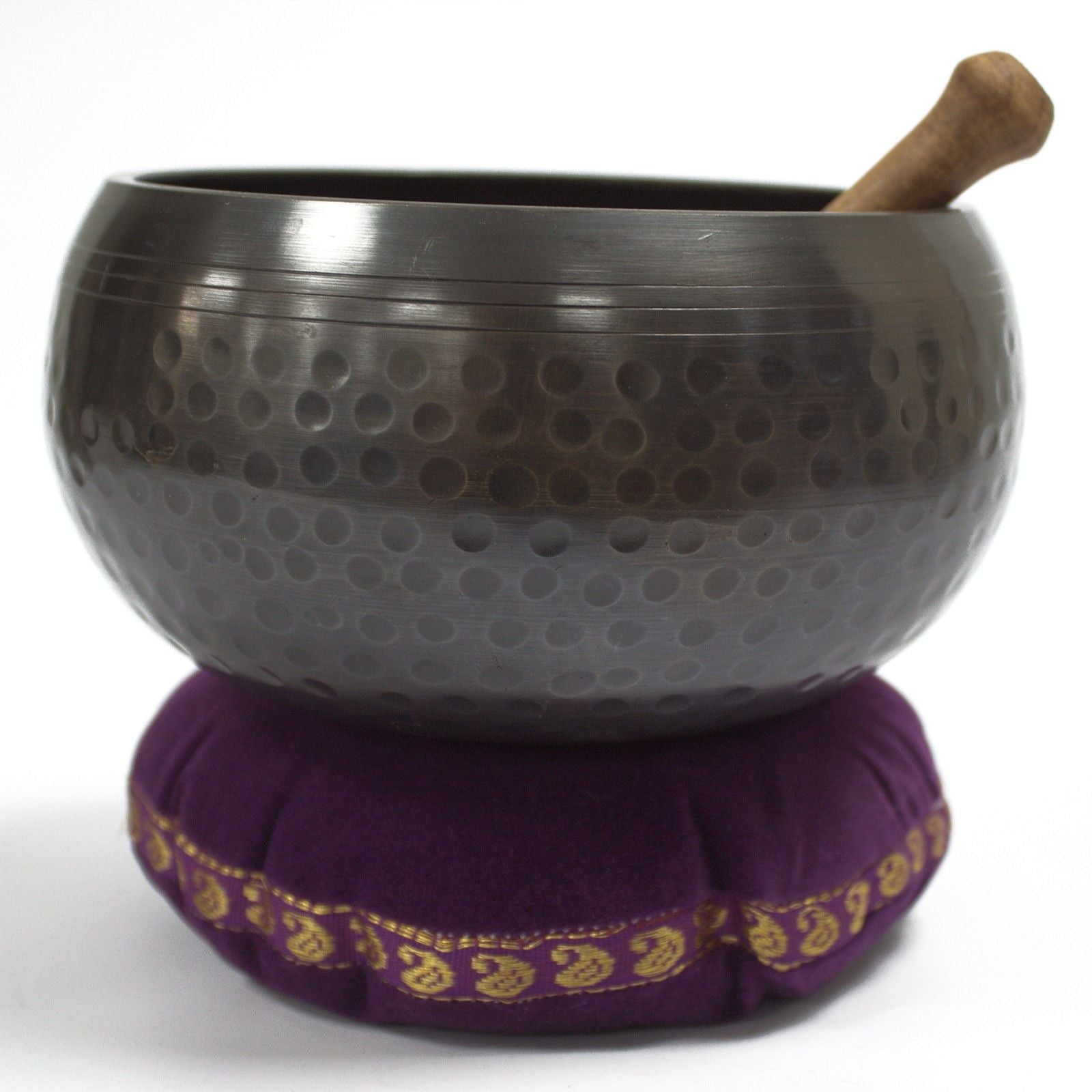 Polished Singing Bowl Velvet Cushion 16Cm 2 featuring natural patterning and unique variations - Positive Faith Hope Love