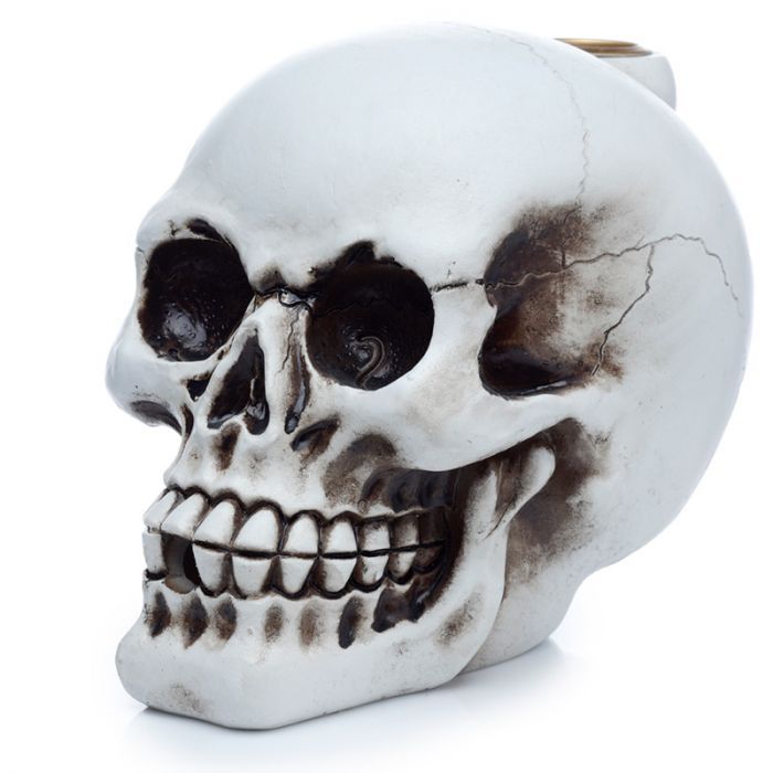 Polished Skull Backflow Incense Burner featuring natural patterning and unique variations - Positive Faith Hope Love