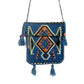 Polished Sky Blue Kilim Messenger Festival Bag featuring natural patterning and unique variations - Positive Faith Hope Love