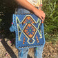 Polished Sky Blue Kilim Messenger Festival Bag 1 featuring natural patterning and unique variations - Positive Faith Hope Love