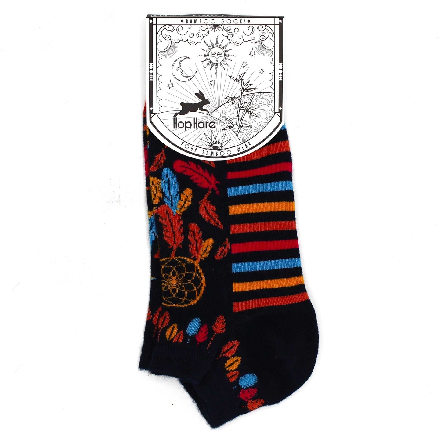 Polished Sm Hop Hare Bamboo Socks Low 35 65 Dreamcatcher featuring natural patterning and unique variations - Positive Faith Hope Love