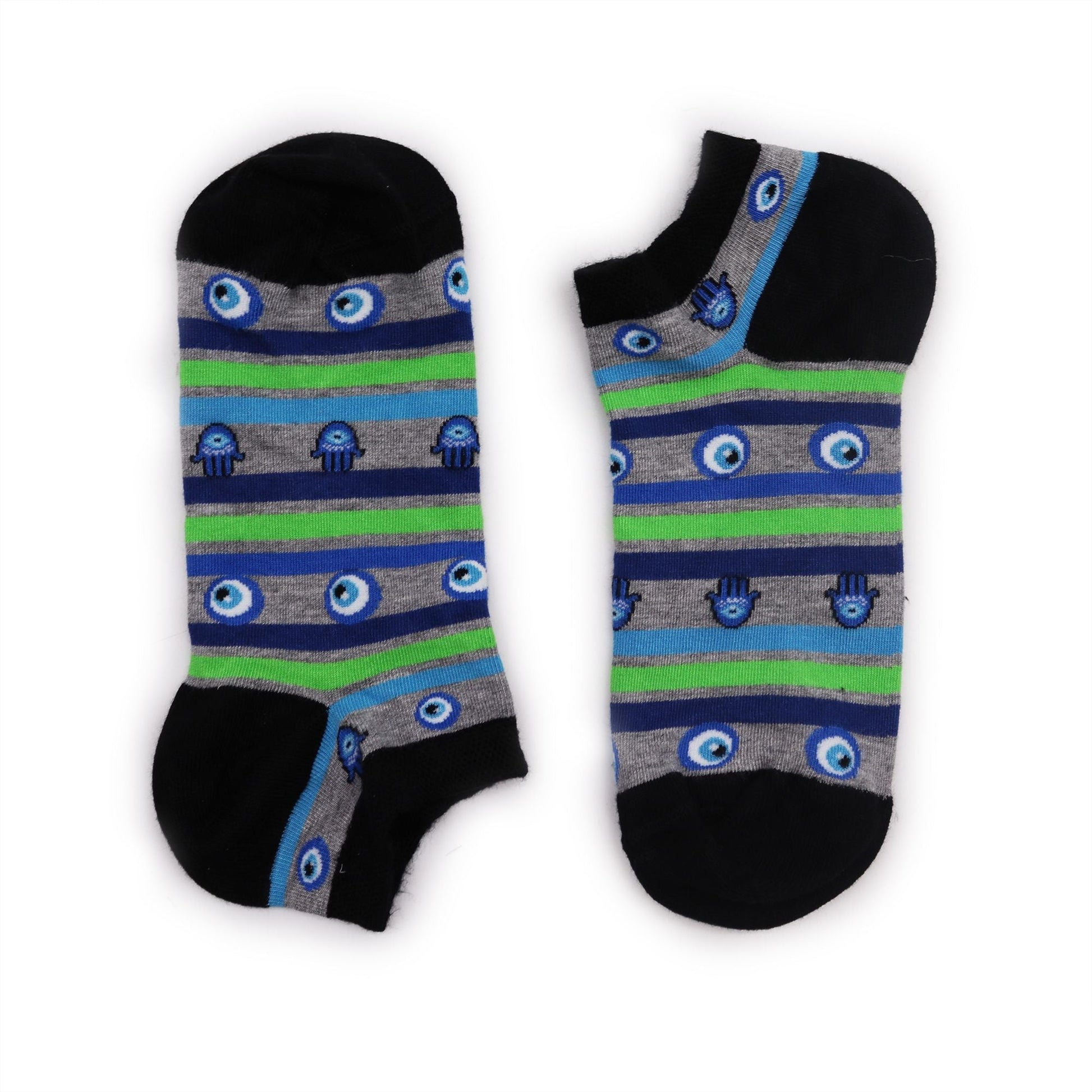 Polished S/M Hop Hare Bamboo Socks Low (3.5-6.5) - Evil Eye & Hamsa featuring natural patterning and unique variations - Positive Faith Hope Love