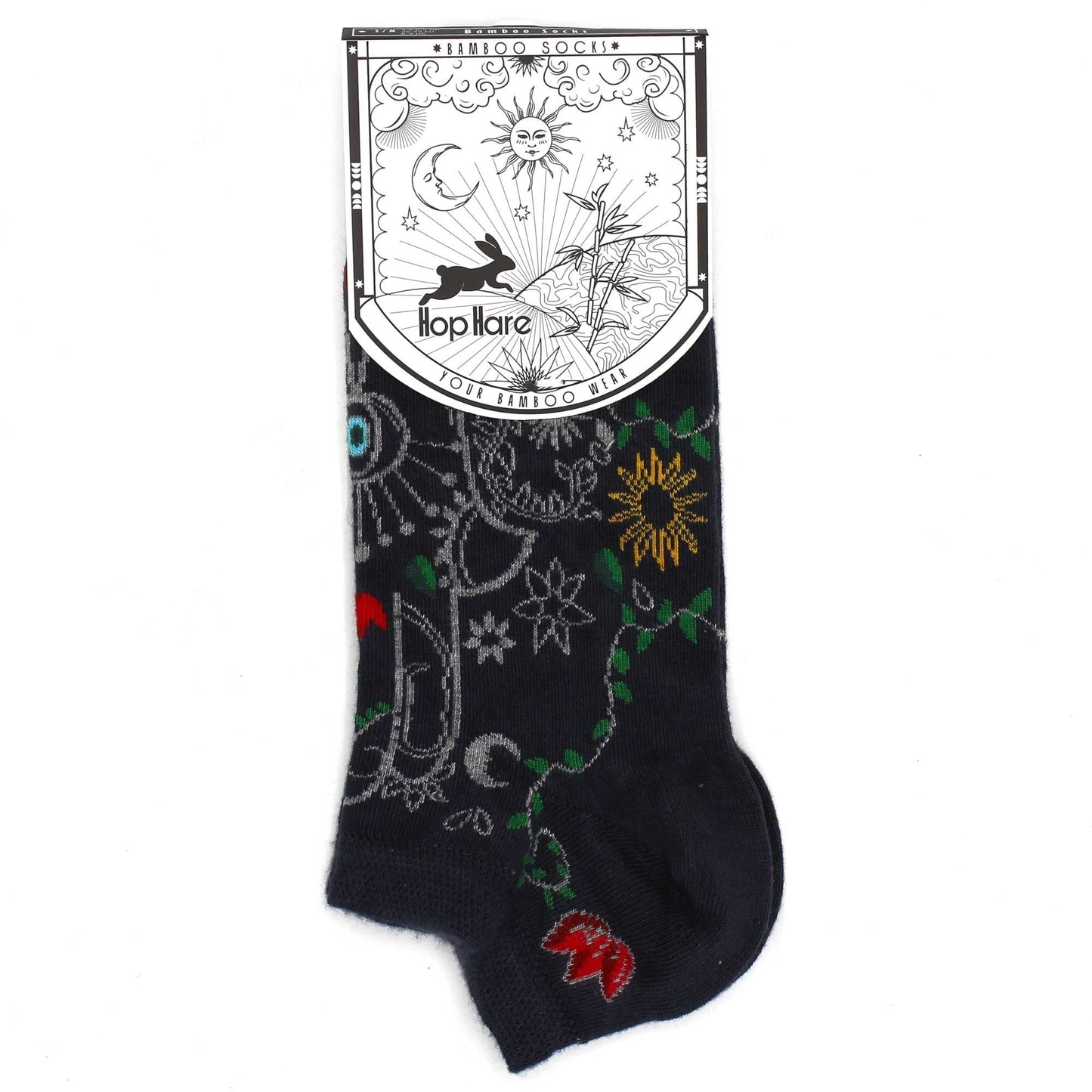 Polished Sm Hop Hare Bamboo Socks Low 35 65 Hamsa featuring natural patterning and unique variations - Positive Faith Hope Love