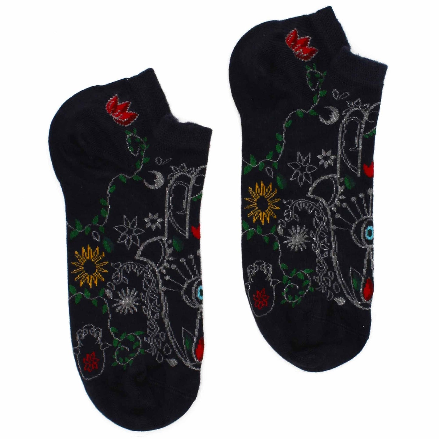 Polished Sm Hop Hare Bamboo Socks Low 35 65 Hamsa featuring natural patterning and unique variations - Positive Faith Hope Love
