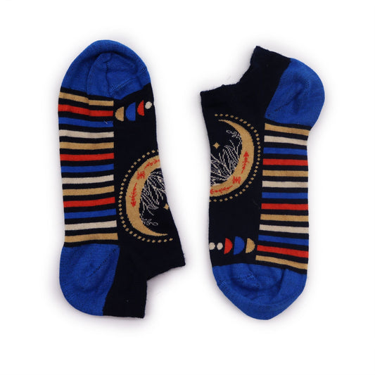 Polished S/M Hop Hare Bamboo Socks Low (3.5-6.5) - Lunar Phases featuring natural patterning and unique variations - Positive Faith Hope Love