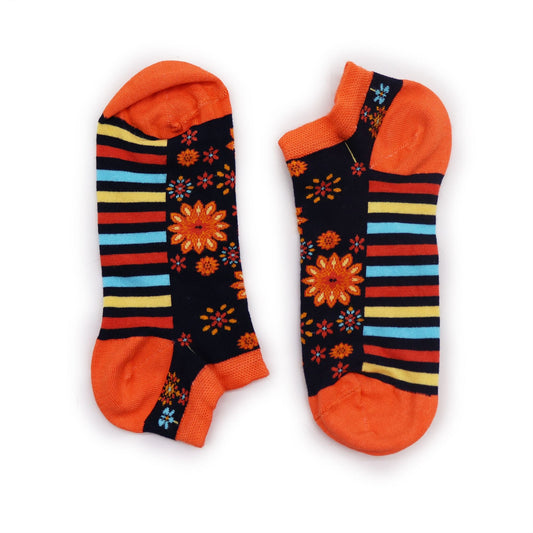 Polished S/M Hop Hare Bamboo Socks Low (3.5-6.5) - Mandala Flowers featuring natural patterning and unique variations - Positive Faith Hope Love