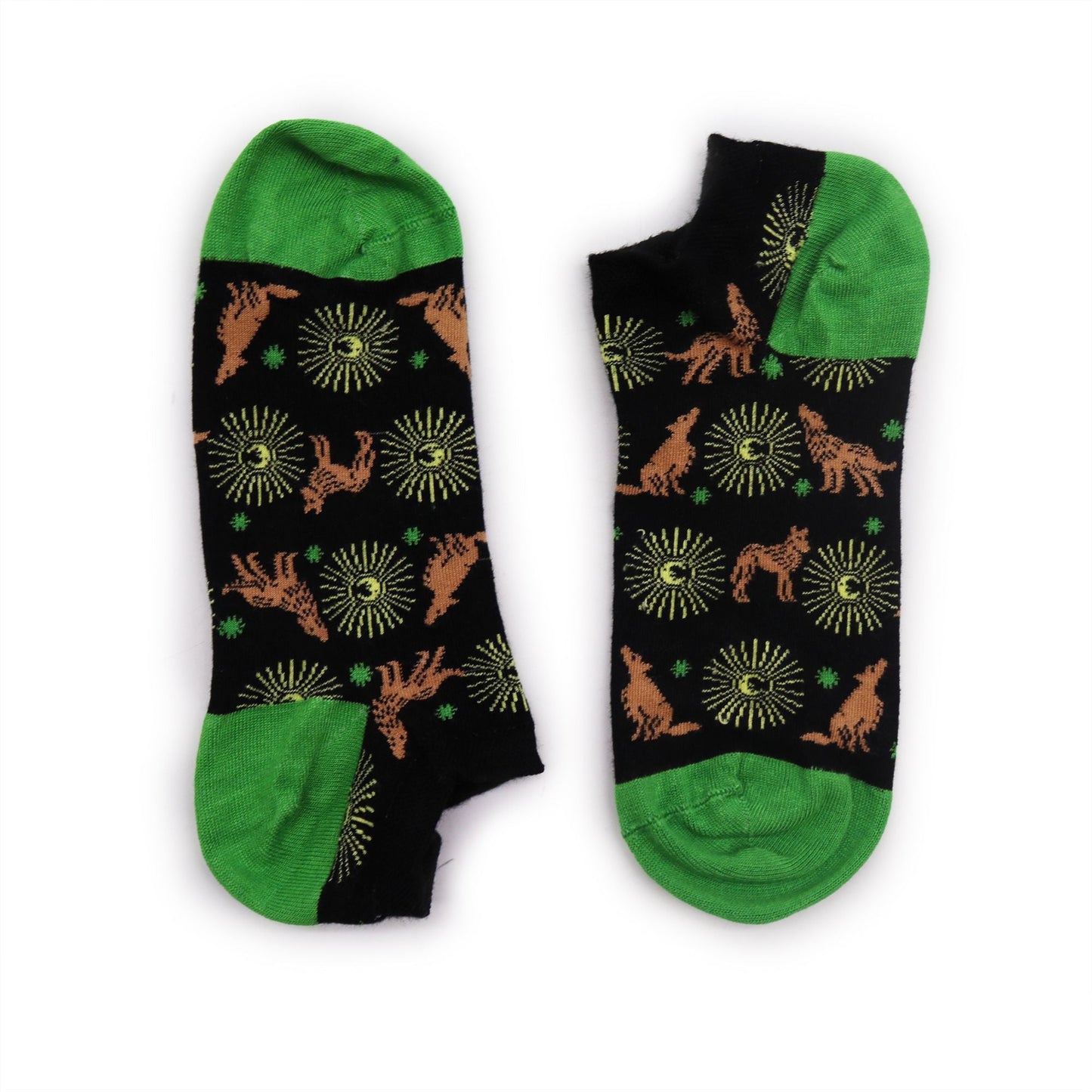 Polished S/M Hop Hare Bamboo Socks Low (3.5-6.5) - Moonlight Wolfs featuring natural patterning and unique variations - Positive Faith Hope Love