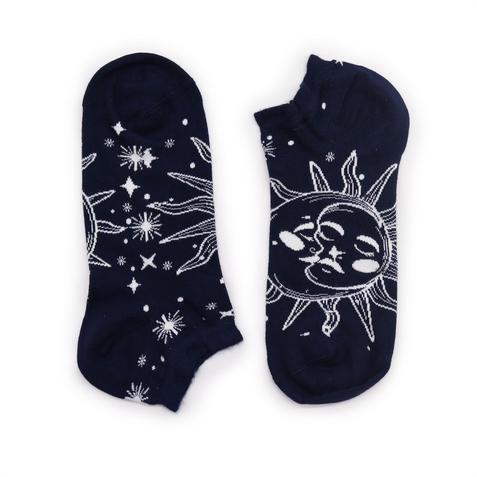 Polished S/M Hop Hare Bamboo Socks Low (3.5-6.5) - Sun and Moon featuring natural patterning and unique variations - Positive Faith Hope Love
