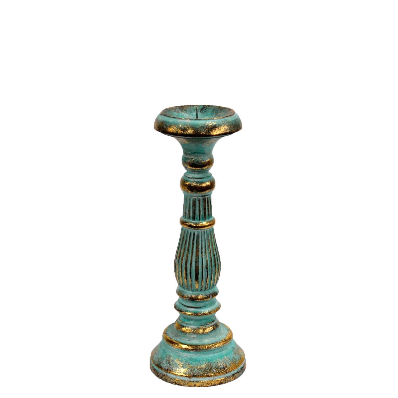Polished Small Candle Stand - Turquois Gold featuring natural patterning and unique variations - Positive Faith Hope Love