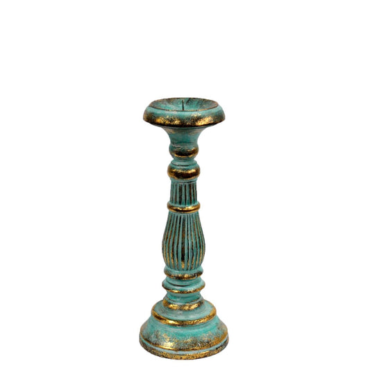 Polished Small Candle Stand - Turquois Gold featuring natural patterning and unique variations - Positive Faith Hope Love