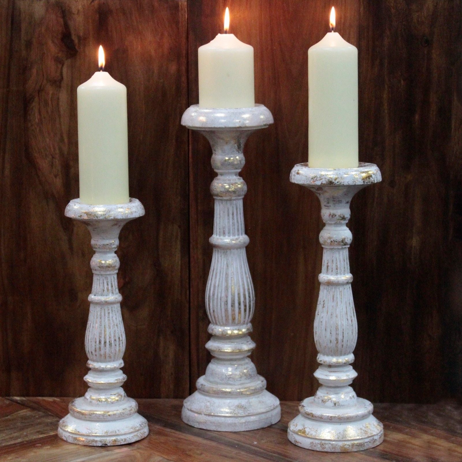 Polished Small Candle Stand White Gold featuring natural patterning and unique variations - Positive Faith Hope Love