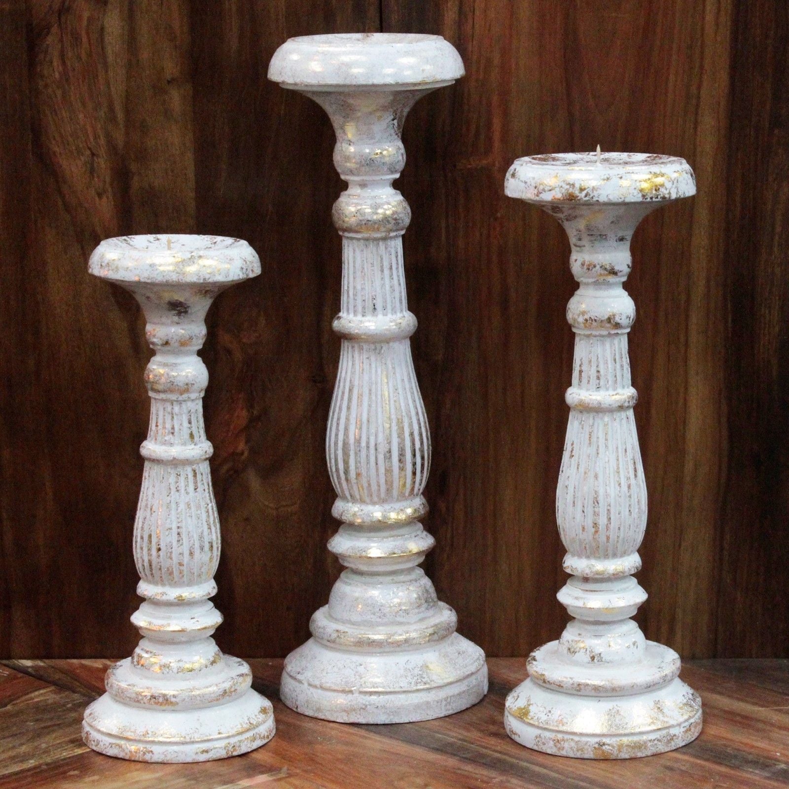 Polished Small Candle Stand White Gold featuring natural patterning and unique variations - Positive Faith Hope Love