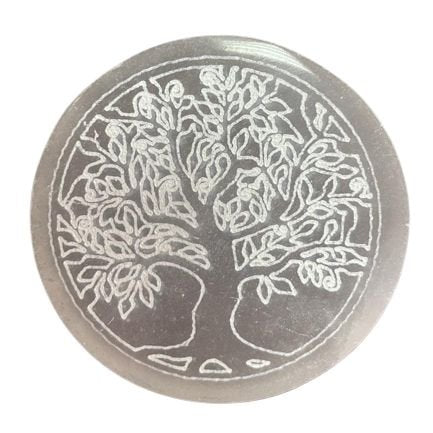 Polished Small Charging Plate 8cm - Tree of Life featuring natural patterning and unique variations - Positive Faith Hope Love