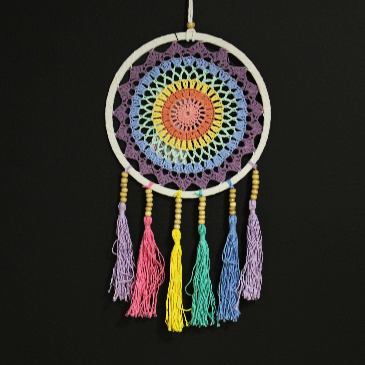 Polished Small Dreamcatcher 22X56Cm Pastel Rainbow featuring natural patterning and unique variations - Positive Faith Hope Love