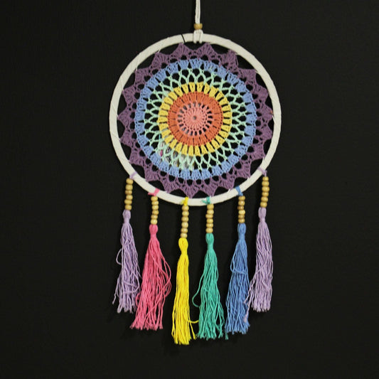 Polished Small Dreamcatcher 22X56Cm Pastel Rainbow featuring natural patterning and unique variations - Positive Faith Hope Love