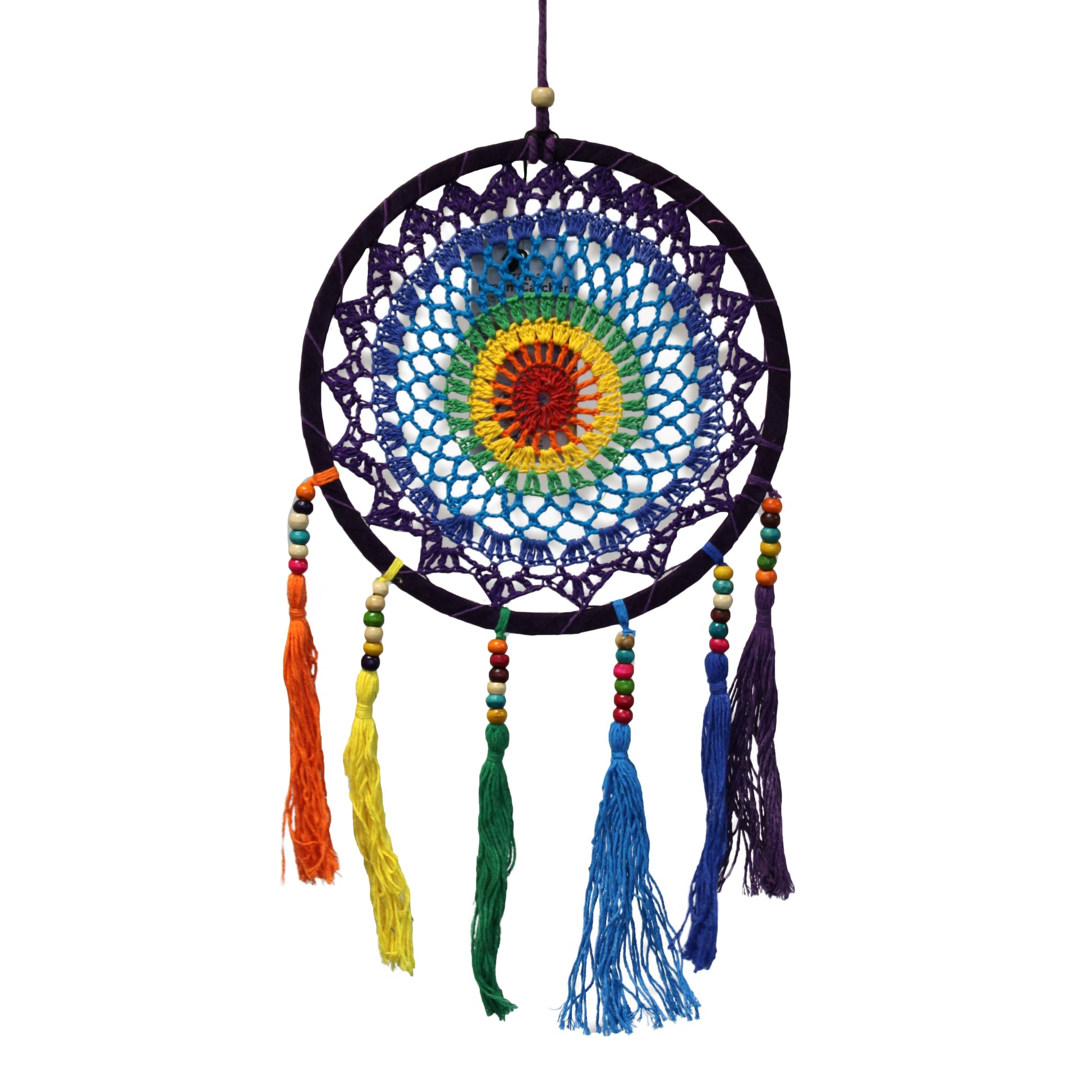 Polished Small Dreamcatcher (22x56cm) - Vivid Rainbow featuring natural patterning and unique variations - Positive Faith Hope Love