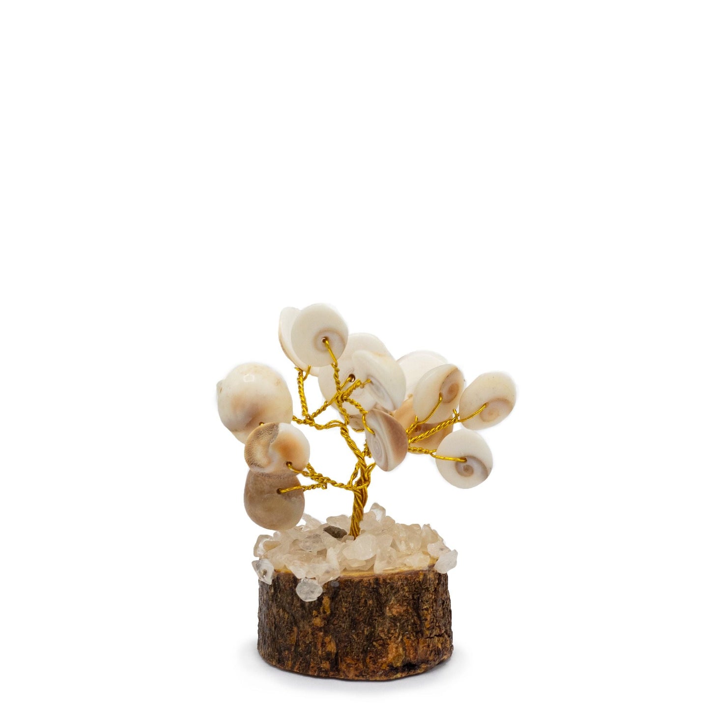 Polished Small Gomati Chakra Circle Stone Tree with Rudraksha - (15 stones) featuring natural patterning and unique variations - Positive Faith Hope Love
