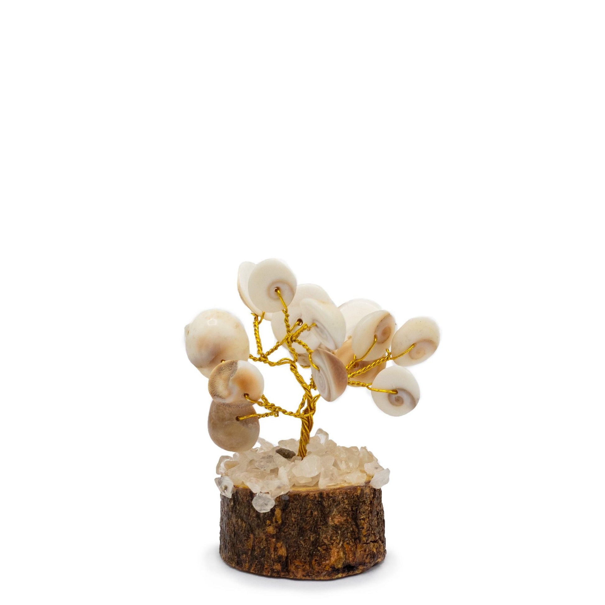 Polished Small Gomati Chakra Circle Stone Tree with Rudraksha - (15 stones) featuring natural patterning and unique variations - Positive Faith Hope Love