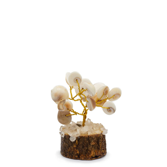 Polished Small Gomati Chakra Circle Stone Tree with Rudraksha - (15 stones) featuring natural patterning and unique variations - Positive Faith Hope Love