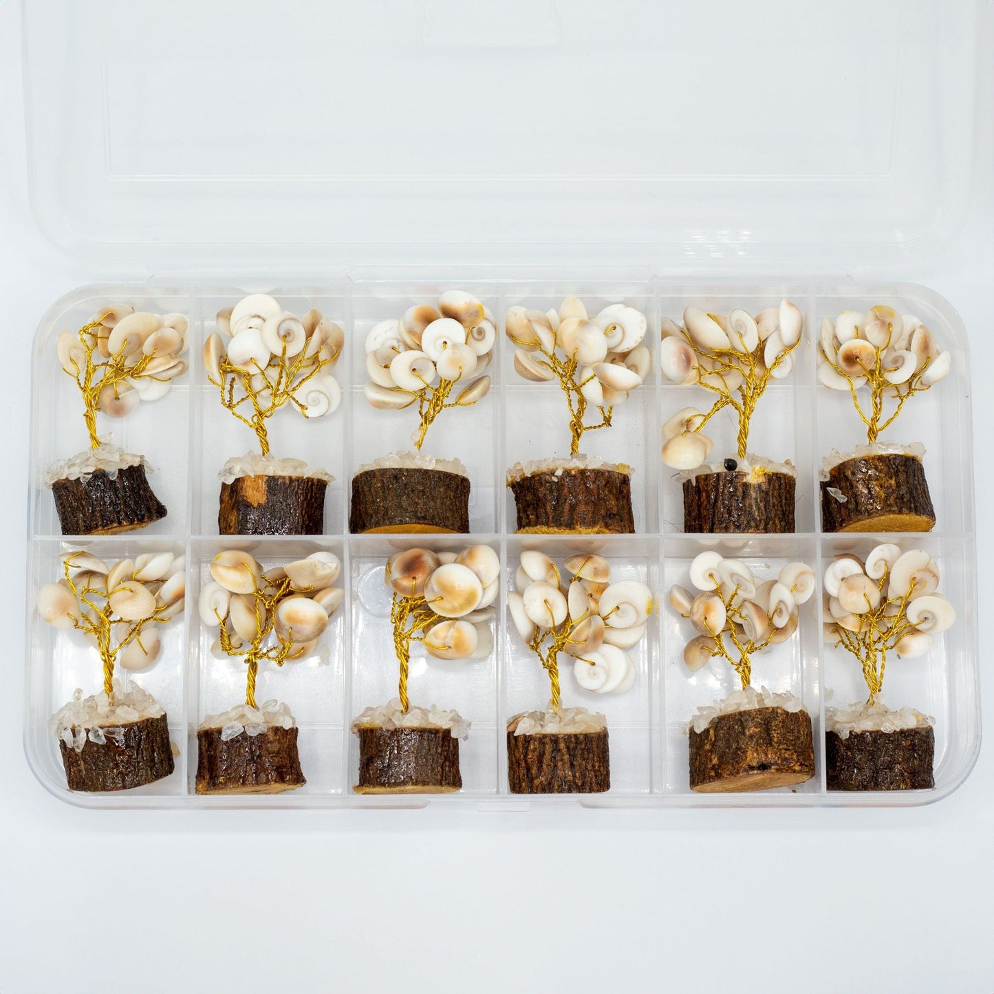 Polished Small Gomati Chakra Circle Stone Tree With Rudraksha 15 Stones featuring natural patterning and unique variations - Positive Faith Hope Love