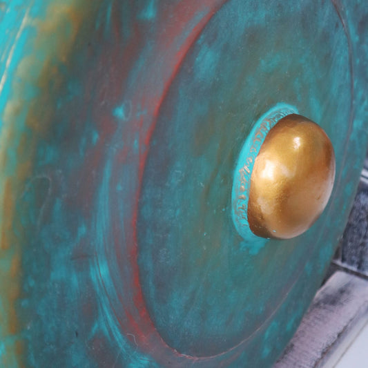 Small Healing Gong in Stand - 25cm - Greenwash - Positive Faith Hope Love