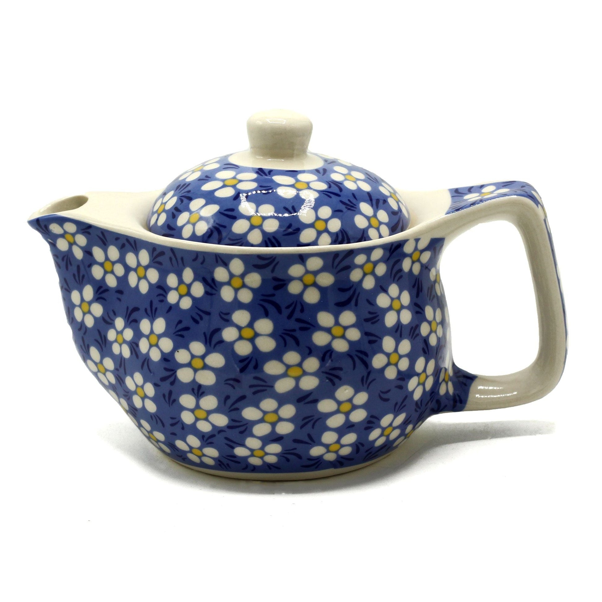 Polished Small Herbal Teapot - Blue Daisey featuring natural patterning and unique variations - Positive Faith Hope Love