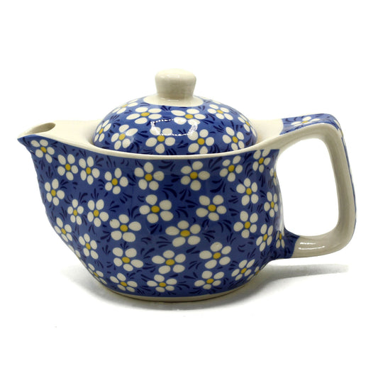 Polished Small Herbal Teapot - Blue Daisey featuring natural patterning and unique variations - Positive Faith Hope Love