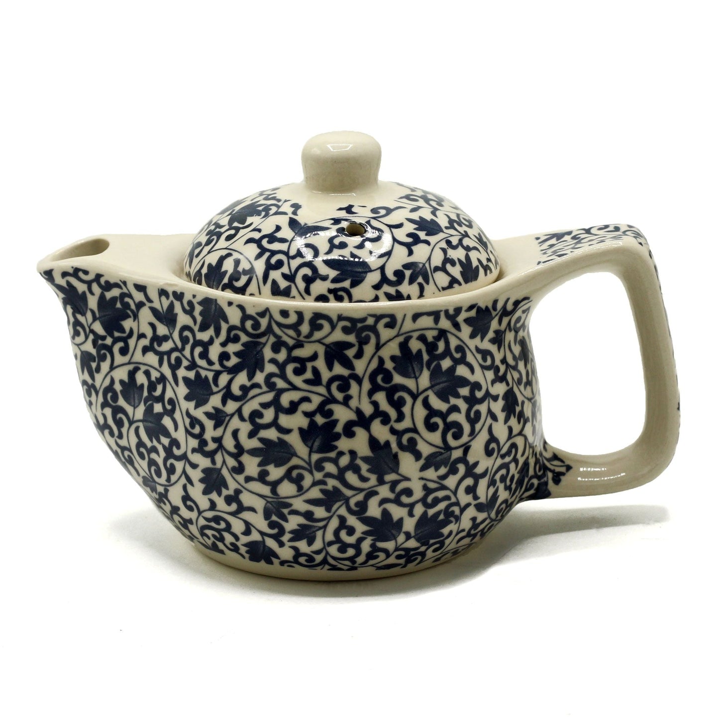 Polished Small Herbal Teapot - Blue Pattern featuring natural patterning and unique variations - Positive Faith Hope Love