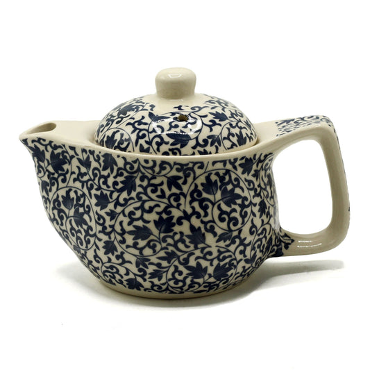Polished Small Herbal Teapot - Blue Pattern featuring natural patterning and unique variations - Positive Faith Hope Love