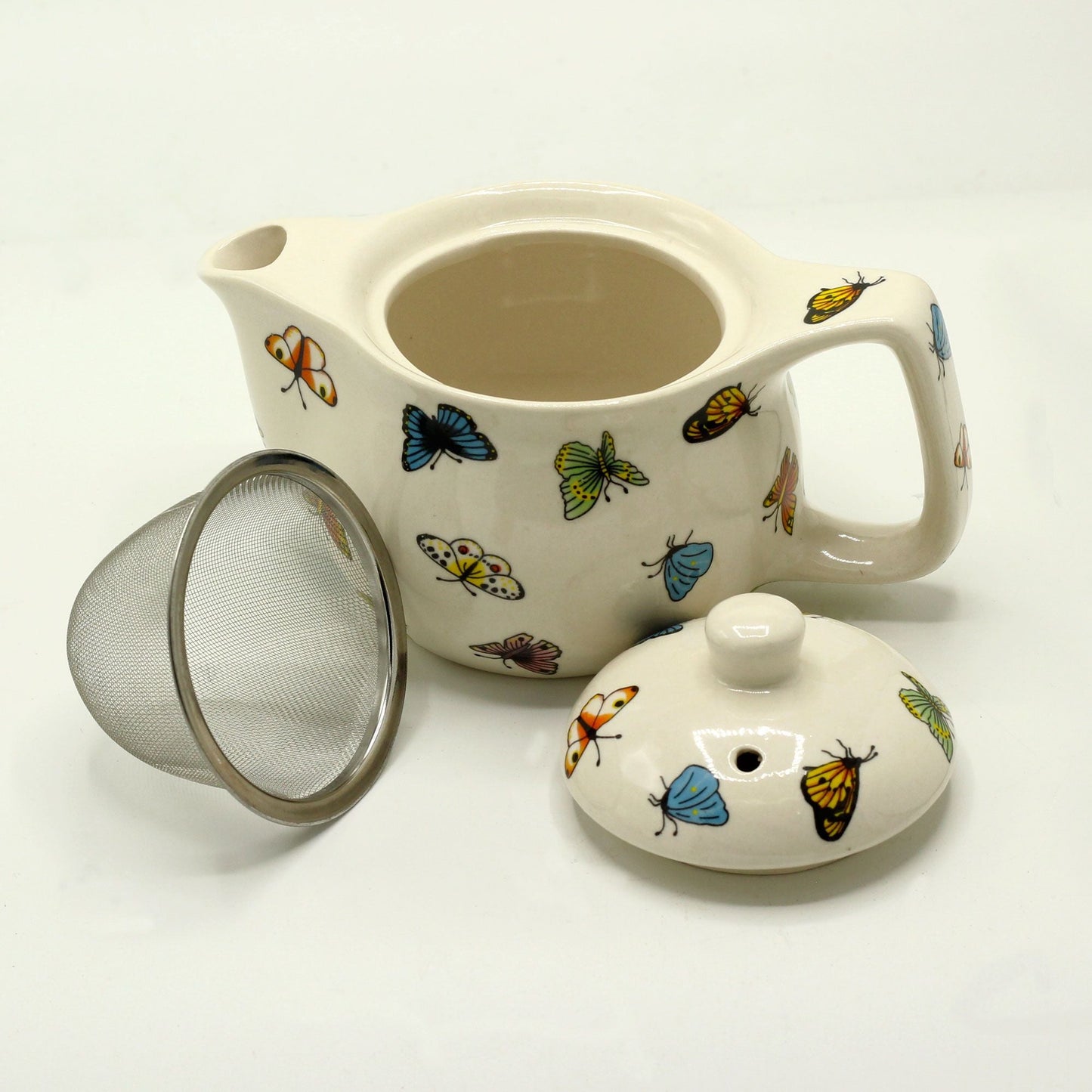 Polished Small Herbal Teapot Butterflies featuring natural patterning and unique variations - Positive Faith Hope Love