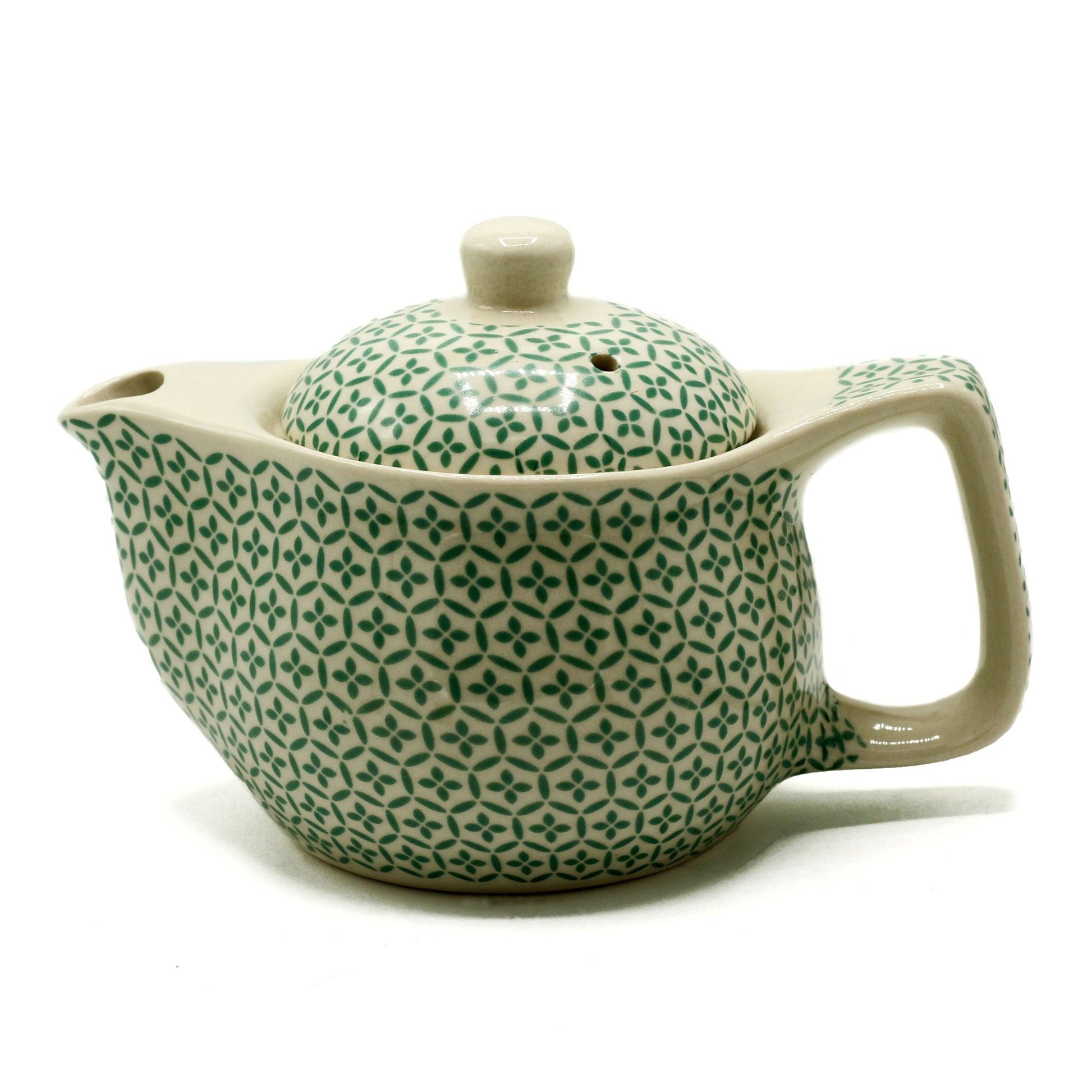 Polished Small Herbal Teapot - Green Mosaic featuring natural patterning and unique variations - Positive Faith Hope Love