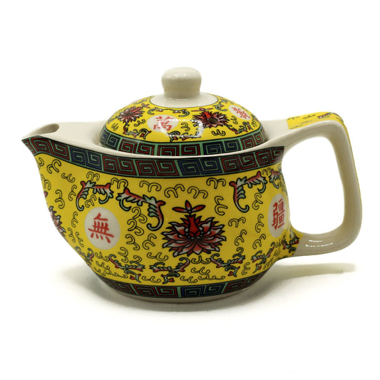 Polished Small Herbal Teapot - Long Life Oriental Design featuring natural patterning and unique variations - Positive Faith Hope Love