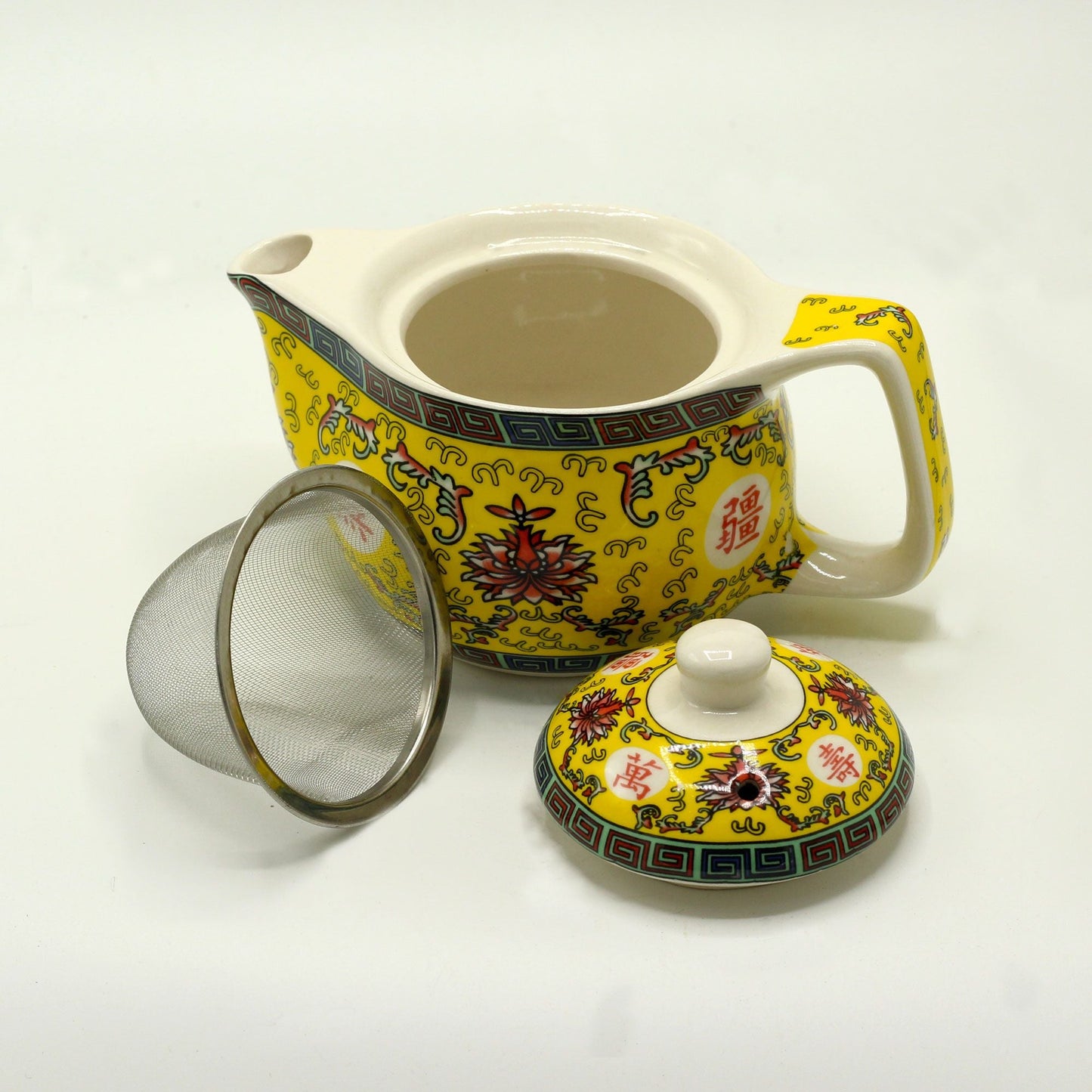 Polished Small Herbal Teapot Long Life Oriental Design featuring natural patterning and unique variations - Positive Faith Hope Love