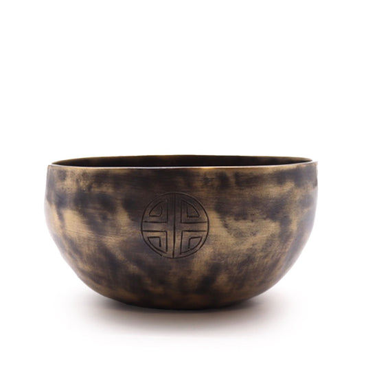 Polished Small Indian Moon Phase Singing Bowl - (approx 550g) - 13cm featuring natural patterning and unique variations - Positive Faith Hope Love