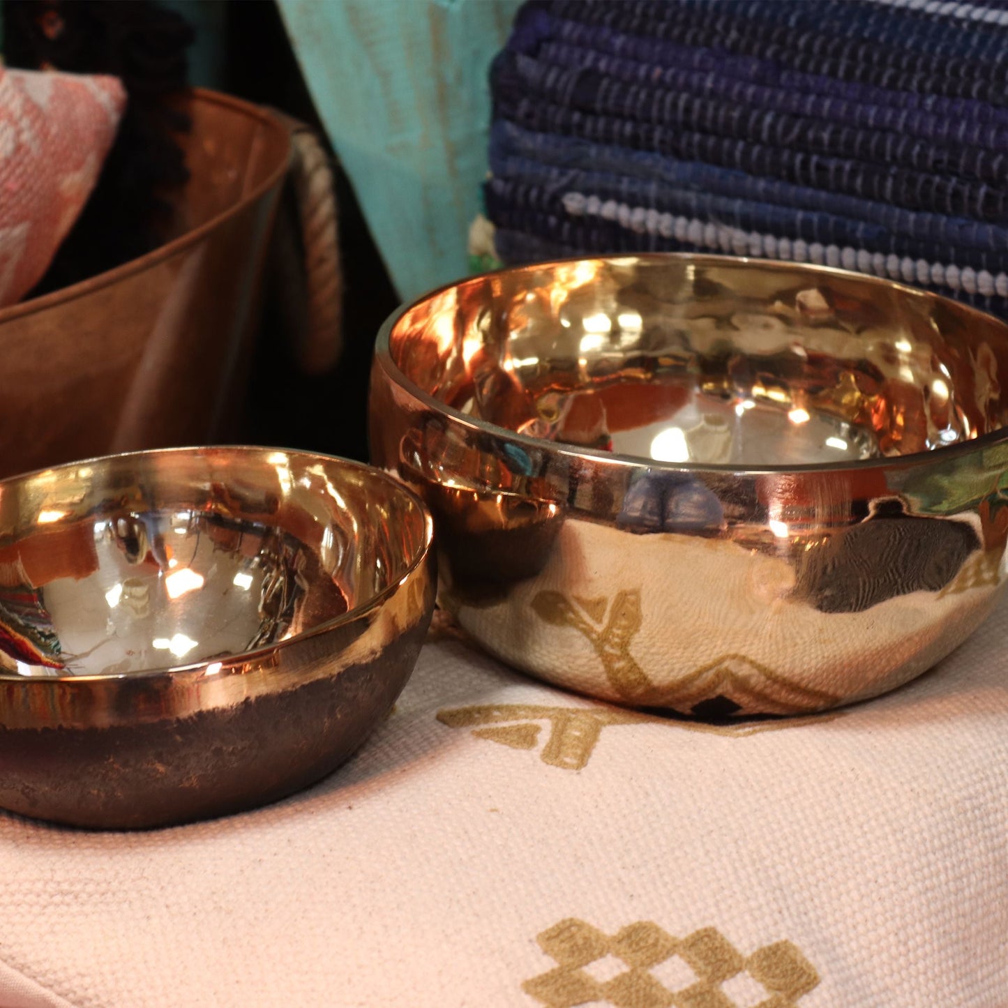 Polished Small Shining Bell Metal Handmade Singing Bowl Approx 550G 13Cm 3 featuring natural patterning and unique variations - Positive Faith Hope Love