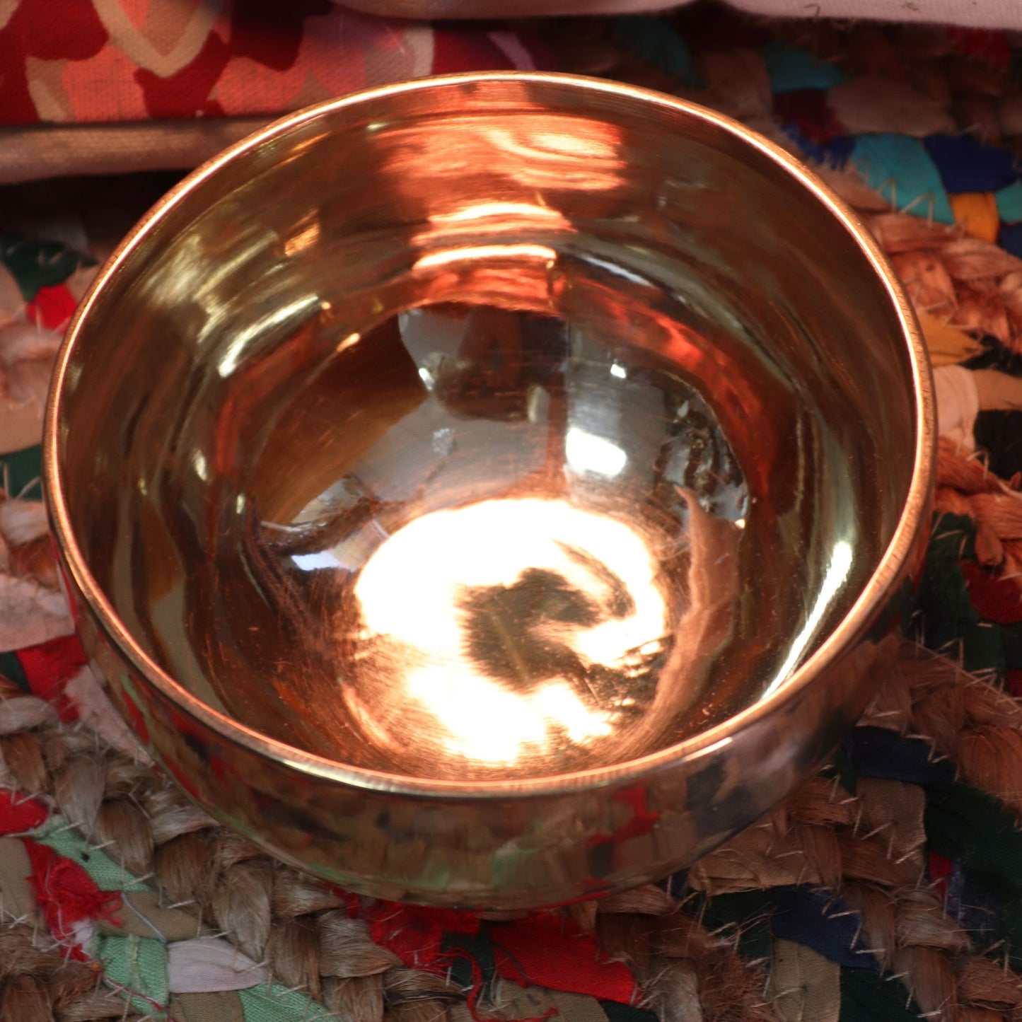 Polished Small Shining Bell Metal Handmade Singing Bowl Approx 550G 13Cm 3 featuring natural patterning and unique variations - Positive Faith Hope Love