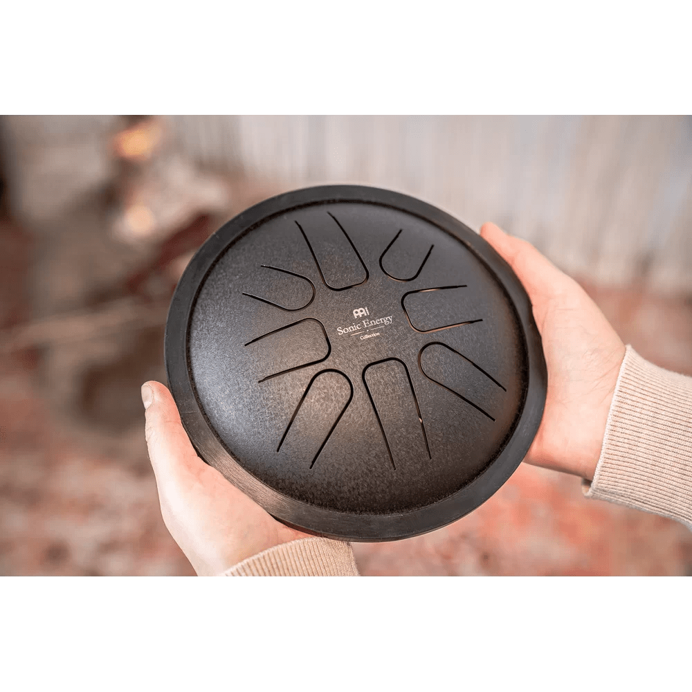 Small Steel Tongue Drum 7" Tongue Drum, F Minor, Black - SSTD1BK - Positive Faith Hope Love