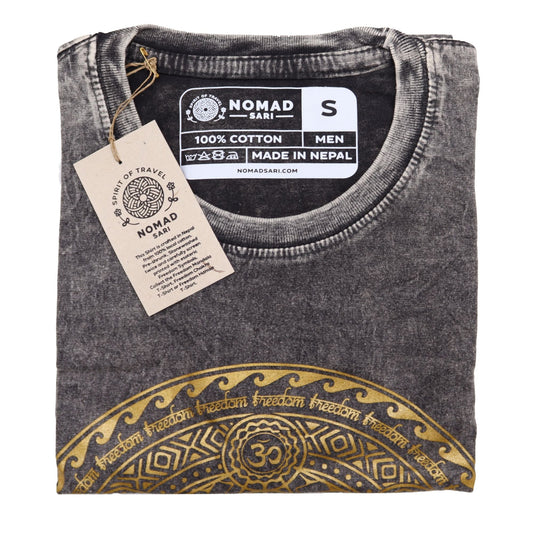 Polished Small Stone Washed T-Shirt - Chakra - Dark Grey featuring natural patterning and unique variations - Positive Faith Hope Love