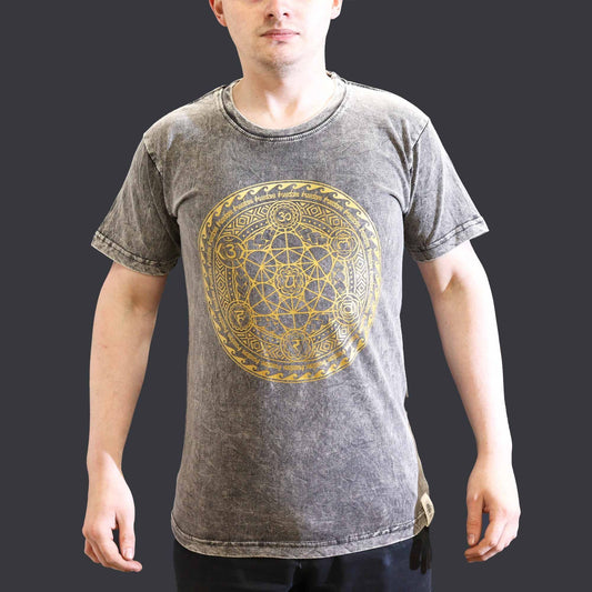 Polished Small Stone Washed T Shirt Chakra Dark Grey featuring natural patterning and unique variations - Positive Faith Hope Love