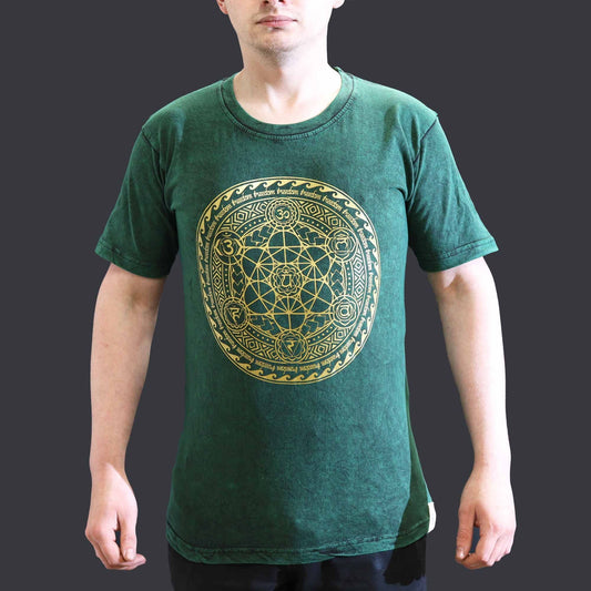 Polished Small Stone Washed T Shirt Chakra Green featuring natural patterning and unique variations - Positive Faith Hope Love