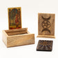 Small Tarot Card Box with Card Holder | Wooden Storage Box - Positive Faith Hope Love