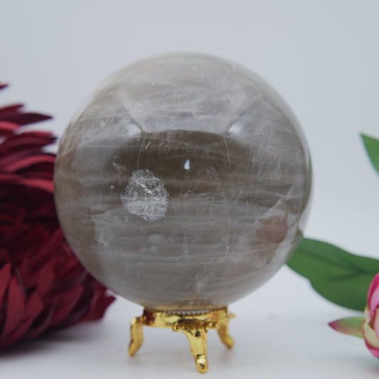 Polished Smokey Quartz Sphere 1184G Copy featuring natural patterning and unique variations - Positive Faith Hope Love