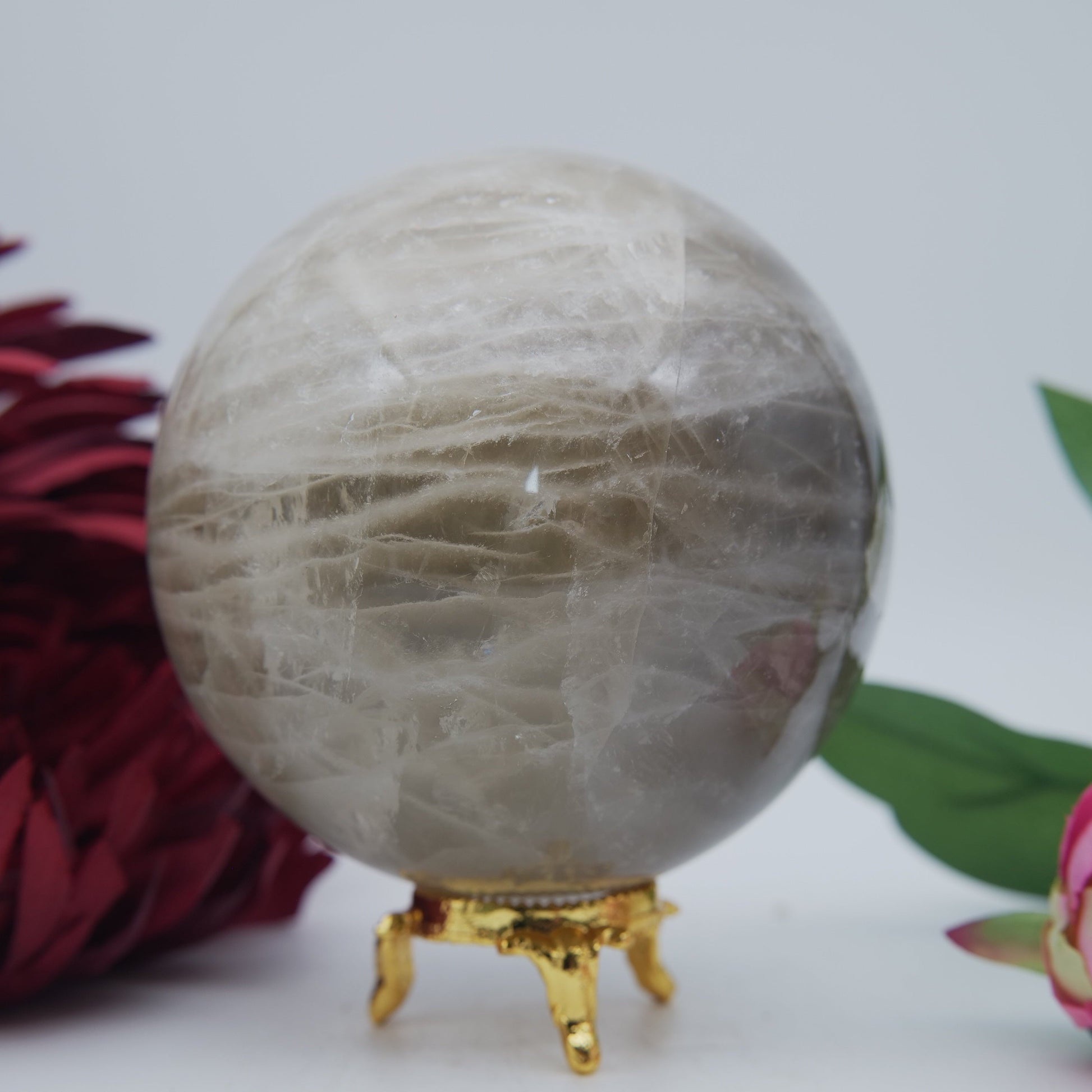 Polished Smokey Quartz Sphere 1139g featuring natural patterning and unique variations - Positive Faith Hope Love