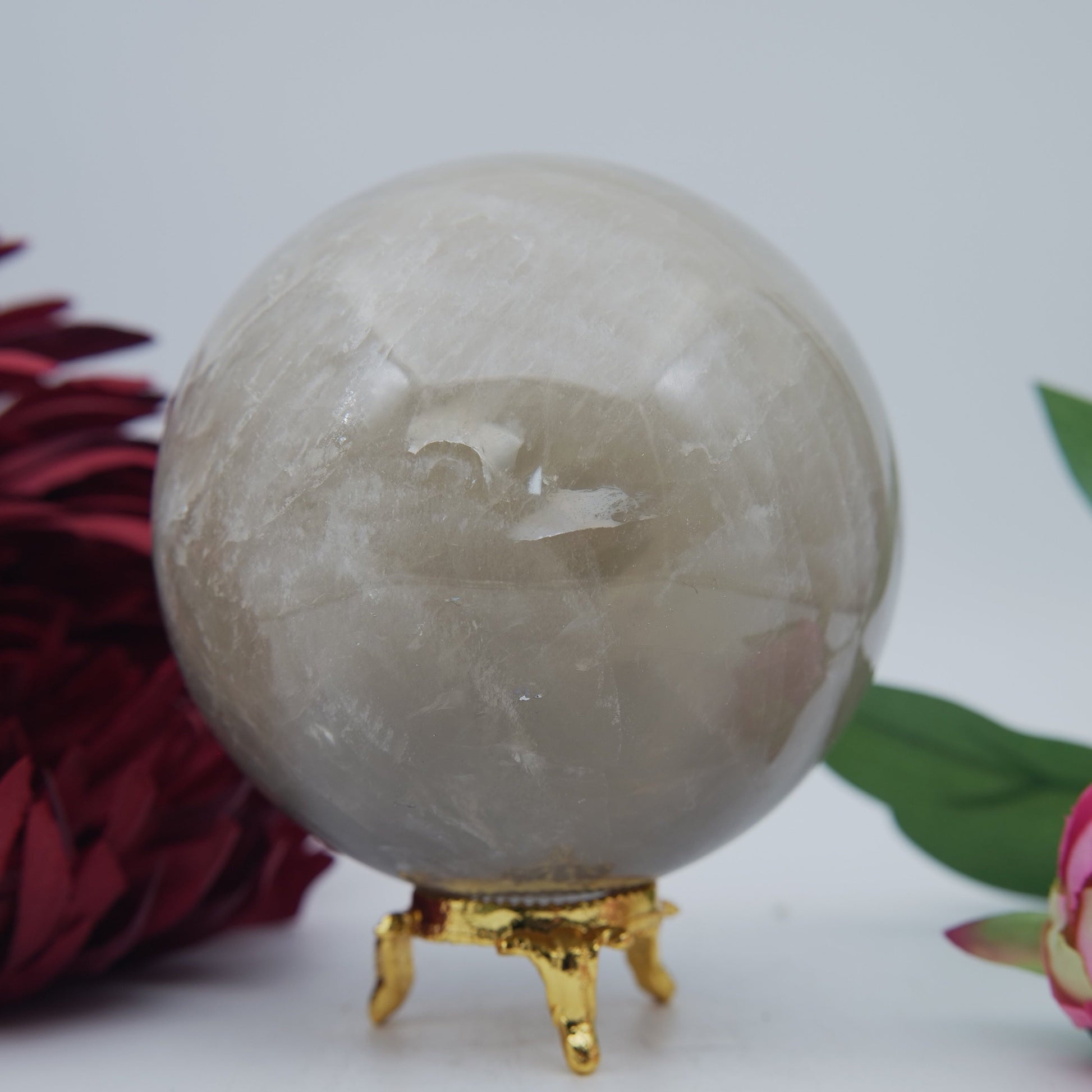 Polished Smokey Quartz Sphere 1184G Copy featuring natural patterning and unique variations - Positive Faith Hope Love