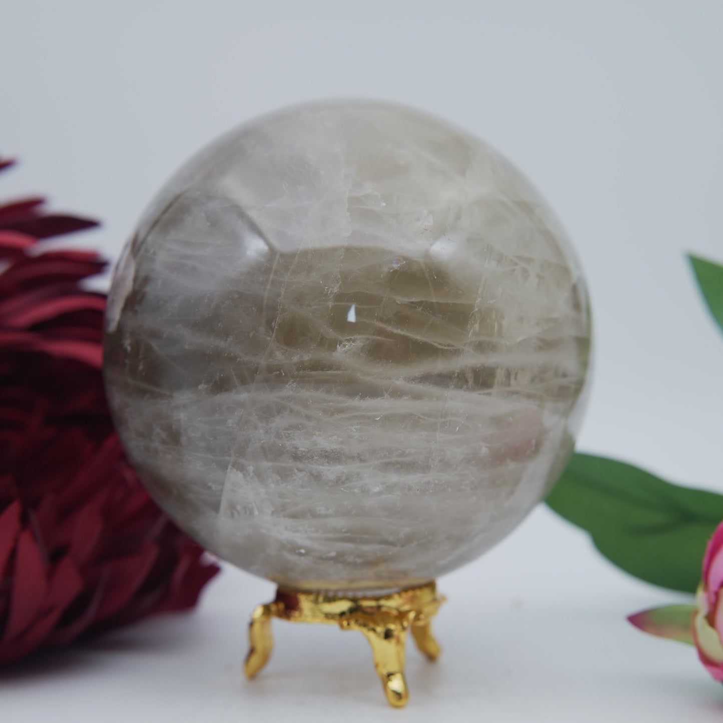 Polished Smokey Quartz Sphere 1184G Copy featuring natural patterning and unique variations - Positive Faith Hope Love