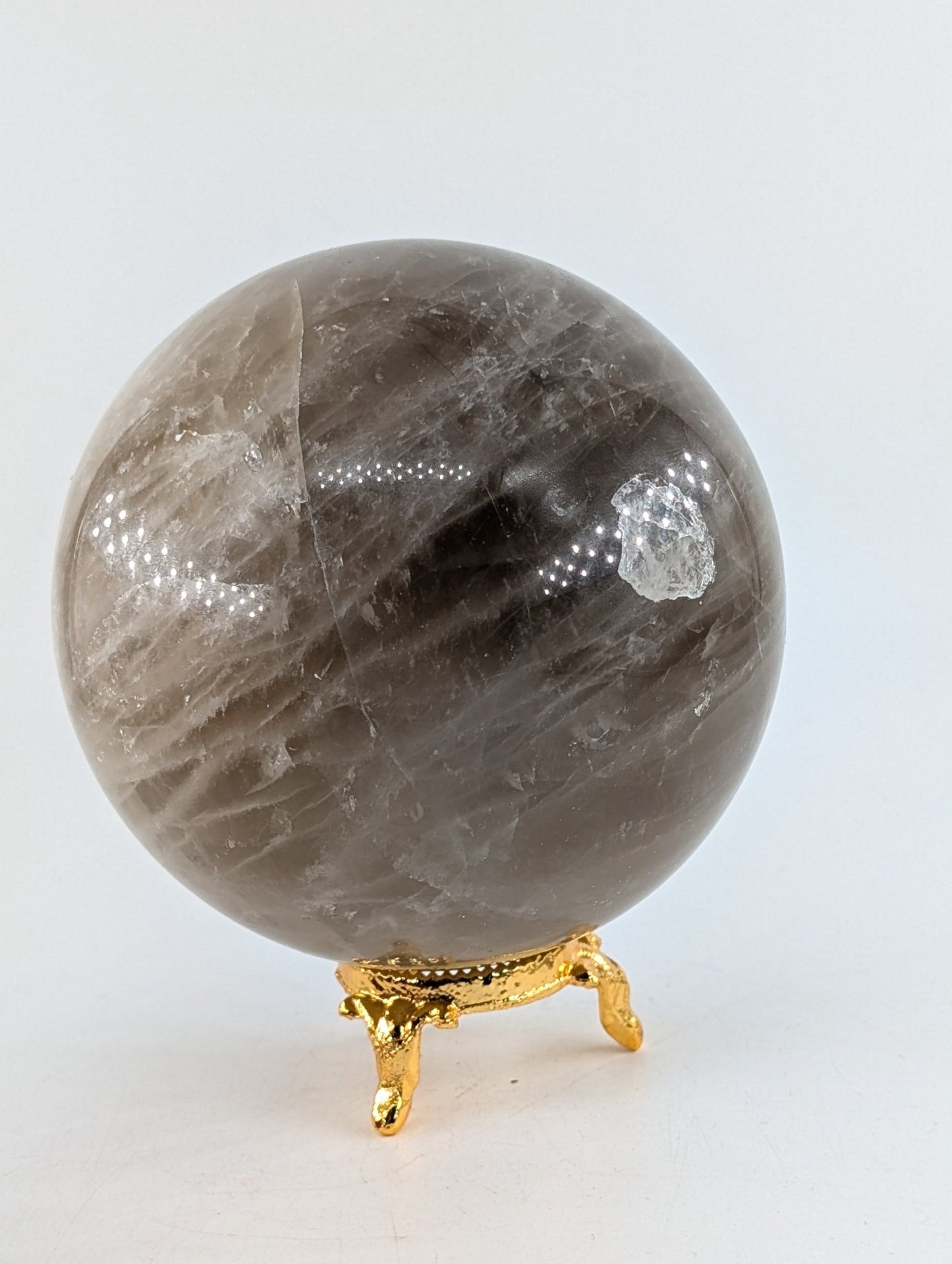 Smokey Quartz Sphere 1139g - Positive Faith Hope Love